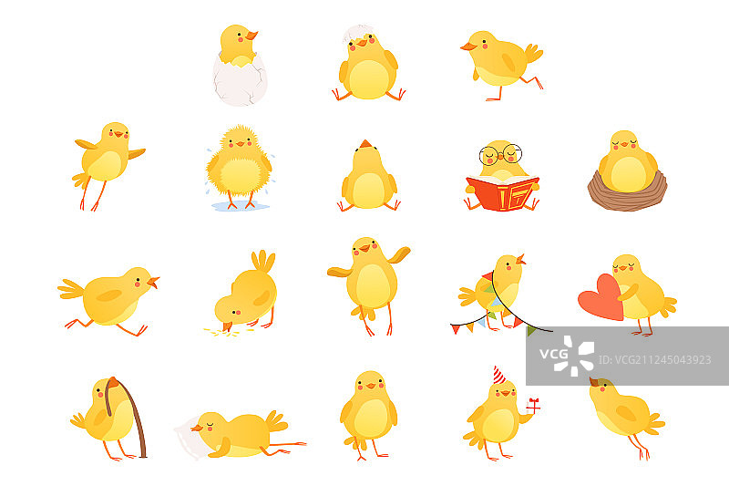 各种情境下的趣味黄色小鸡图片素材