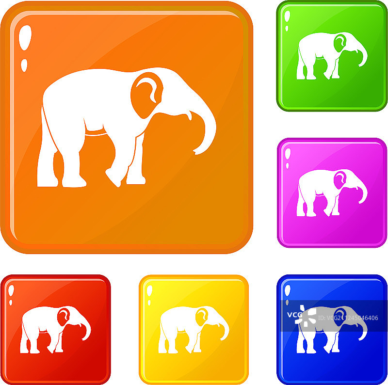 彩色大象图标合集图片素材