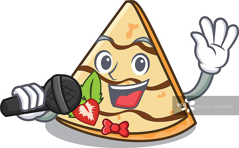 唱歌的可丽饼吉祥物卡通风格图片素材