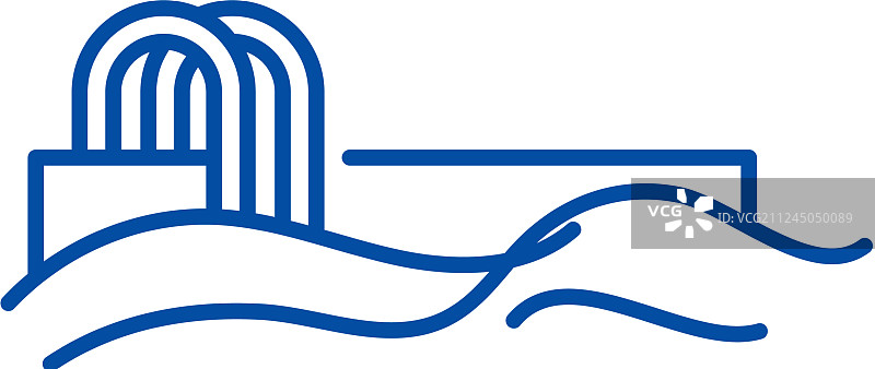 泳池线性图标概念泳池扁平符号图片素材