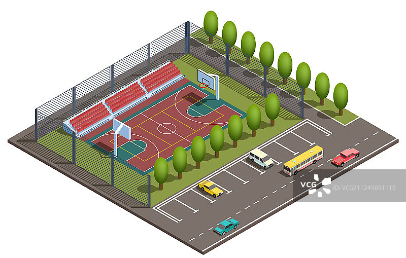 2.5D篮球场停车场图片素材