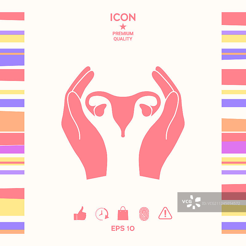 双手呵护女性子宫图标图片素材