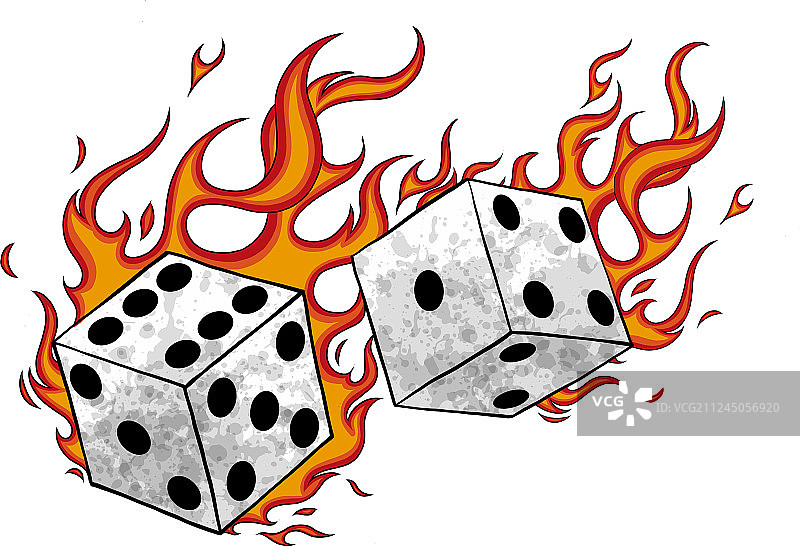 火焰中的游戏骰子图片素材