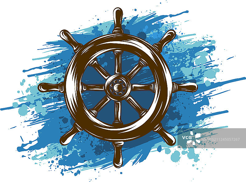 白色背景上的船舵航海图标图片素材