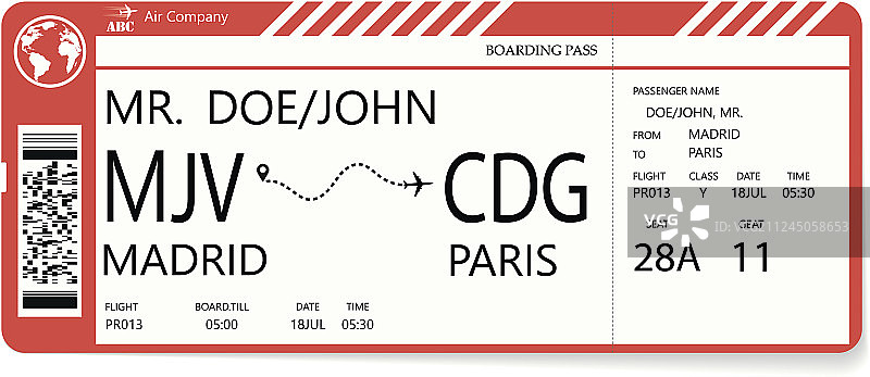 登机牌票据的矢量图案图片素材