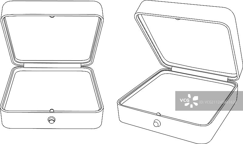空的首饰盒打开礼品盒轮廓图标集图片素材