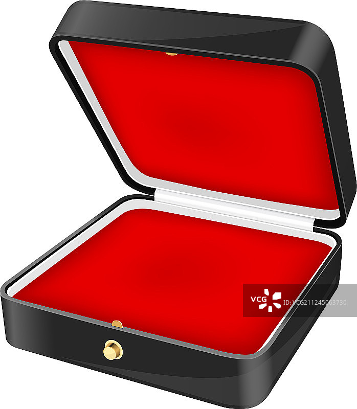 带有黑色天鹅绒衬里的红色首饰盒图片素材