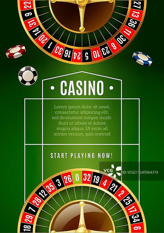 赌场经典轮盘游戏广告海报图片素材