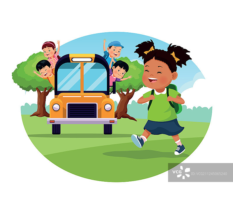 返校季儿童卡通圆形图标图片素材