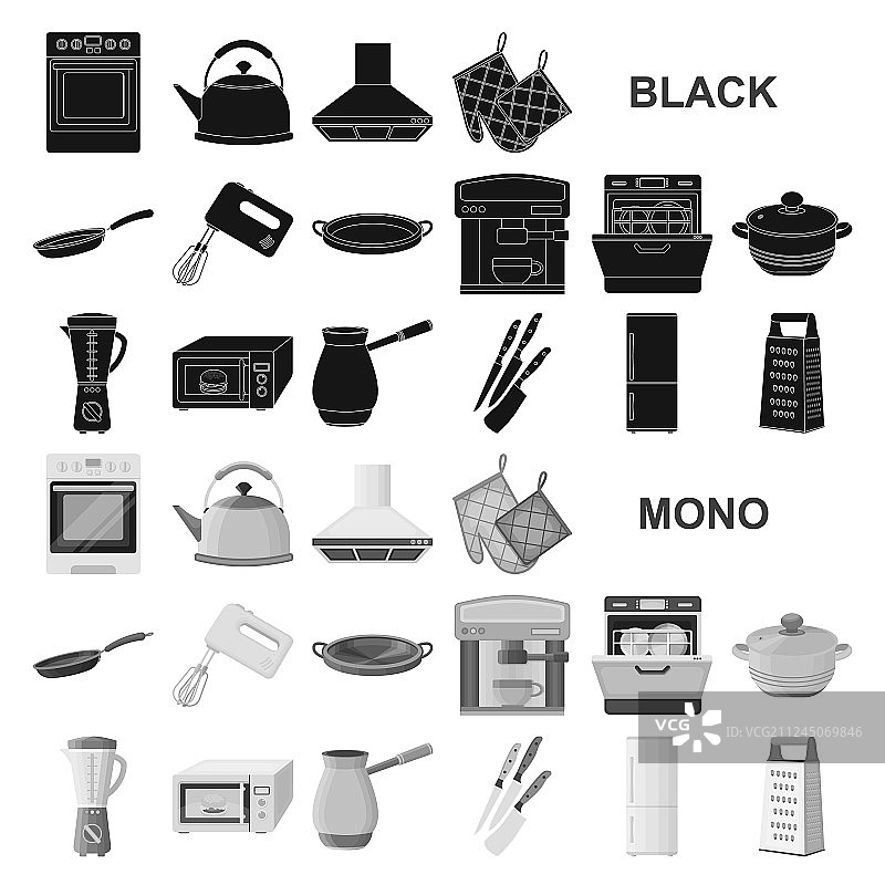 厨房设备黑色图标合集图片素材
