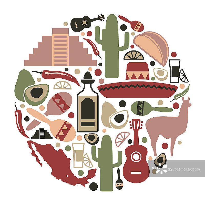 墨西哥图标合集图片素材