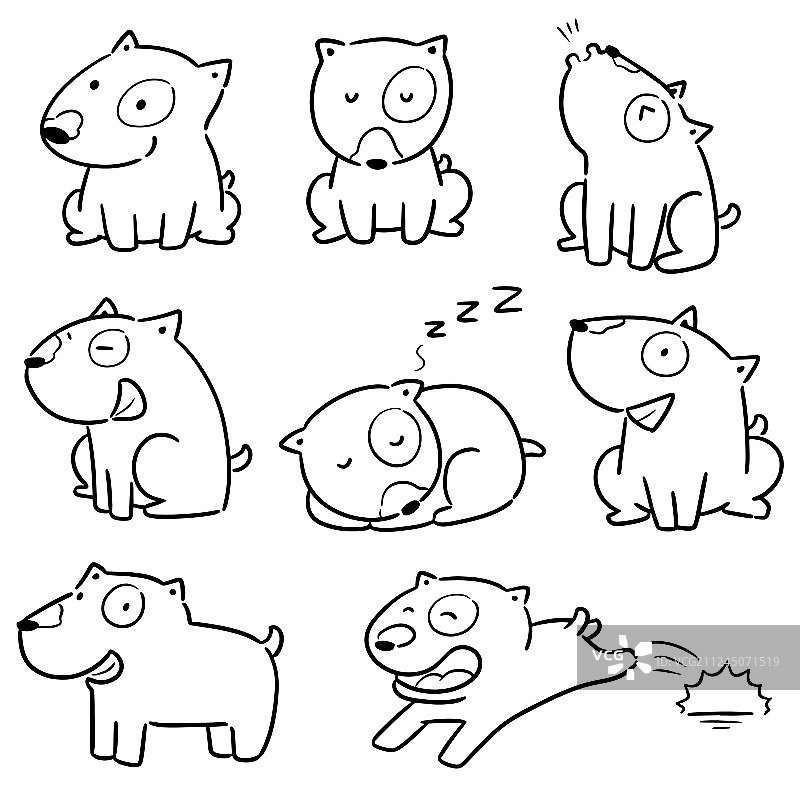 宠物狗牛头梗犬套装图片素材