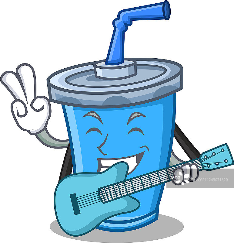 弹吉他的苏打饮料卡通形象图片素材