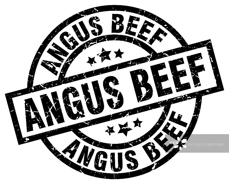 安格斯牛肉圆形黑色印章图片素材