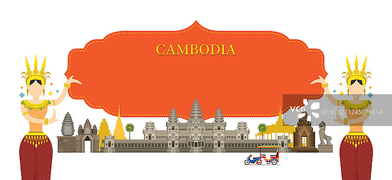 柬埔寨地标传统舞蹈框架图片素材