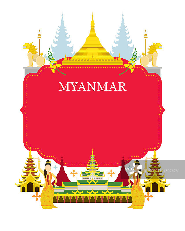 缅甸地标文化边框图片素材