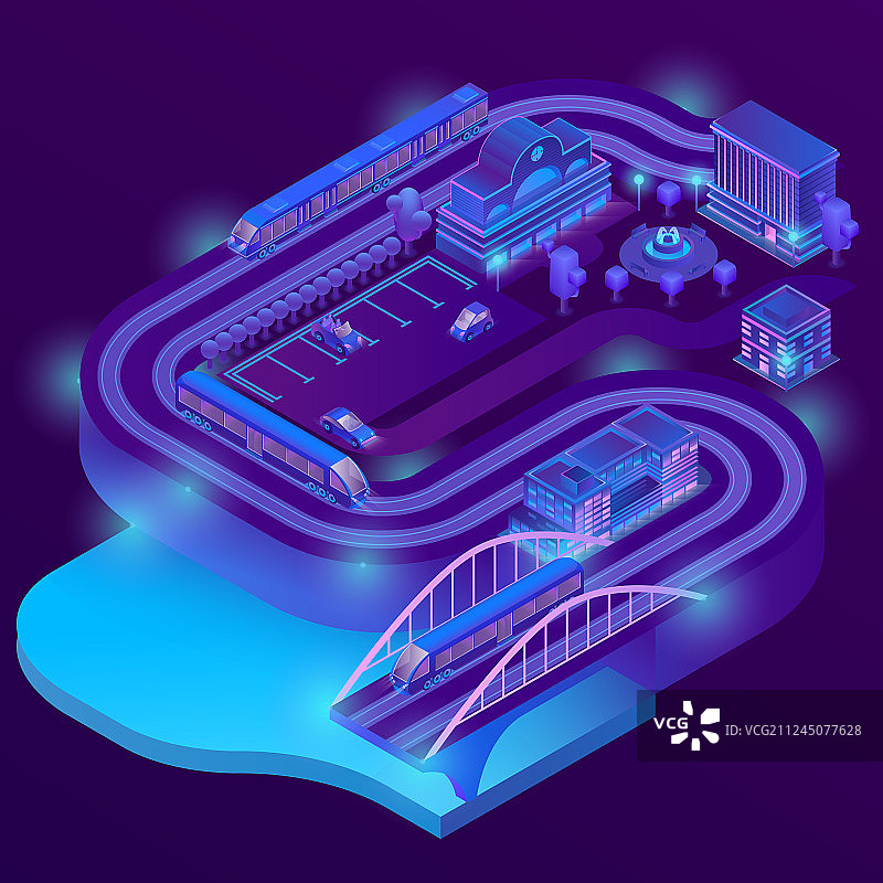 2.5D火车站道路图片素材