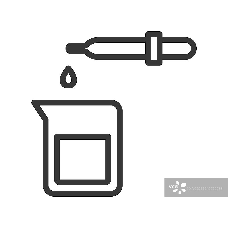 滴管和烧杯简约轮廓图标图片素材