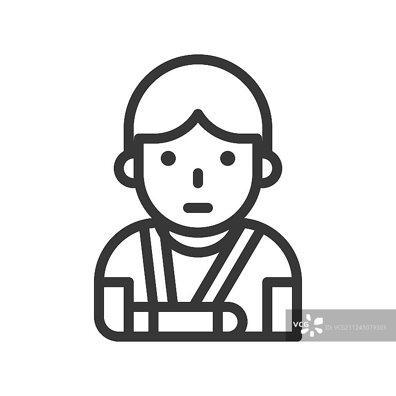 手臂骨折并使用手臂吊带的受伤病人图片素材