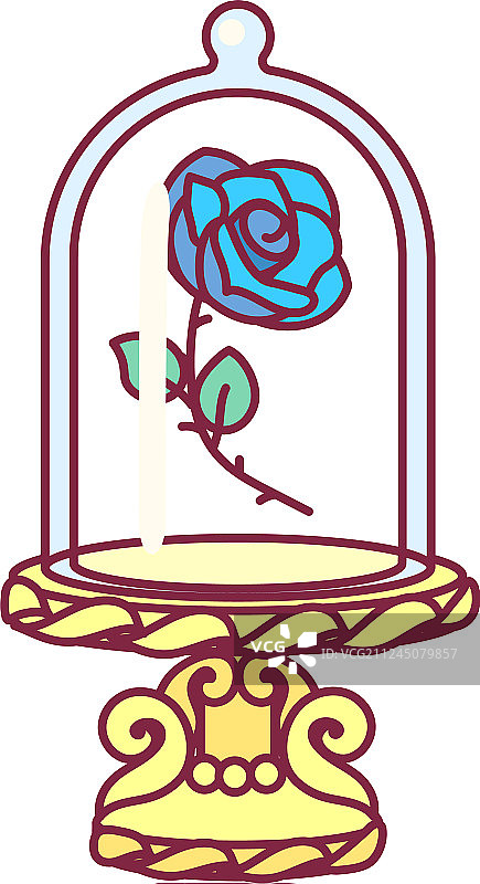 蓝色玫瑰玻璃烧瓶图片素材