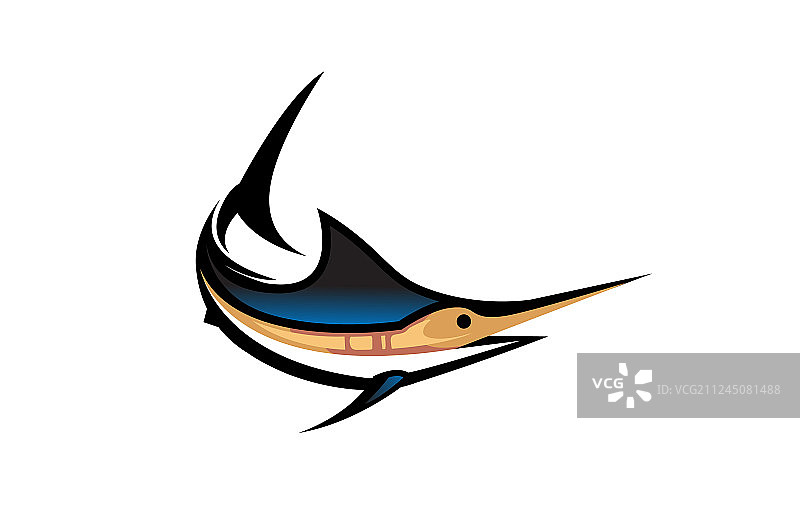 创意旗鱼马林鱼水生动物Logo图片素材