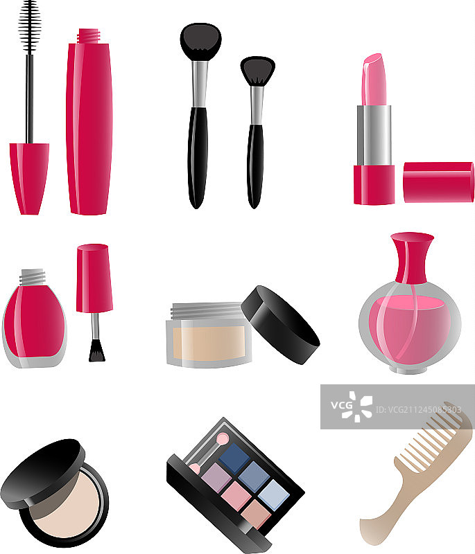 彩色化妆品套装图片素材