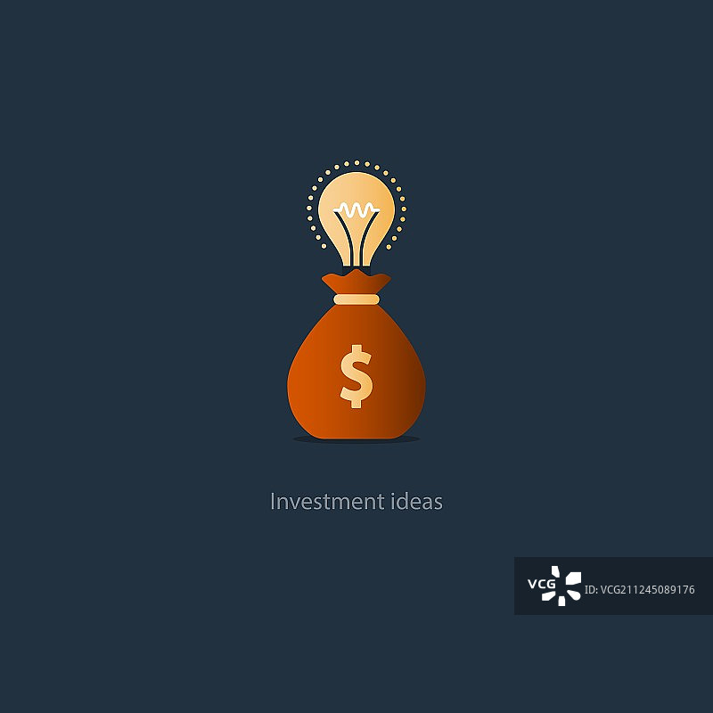 带有灯泡的钱袋，投资概念图片素材