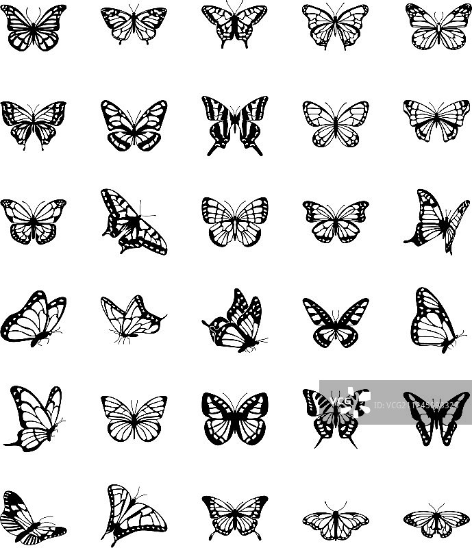 蝴蝶实体图标集图片素材