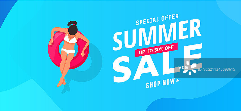 游泳和享受日光浴的年轻女人图片素材