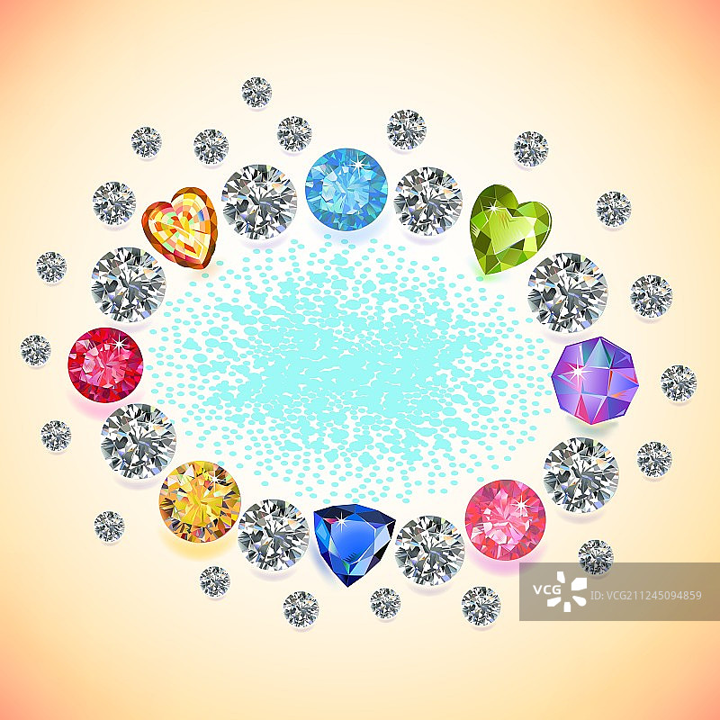 彩色宝石椭圆形框架图片素材