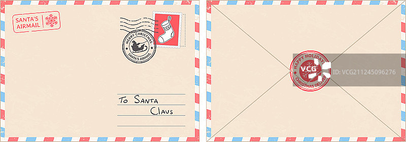圣诞老人邮件信封圣诞惊喜图片素材
