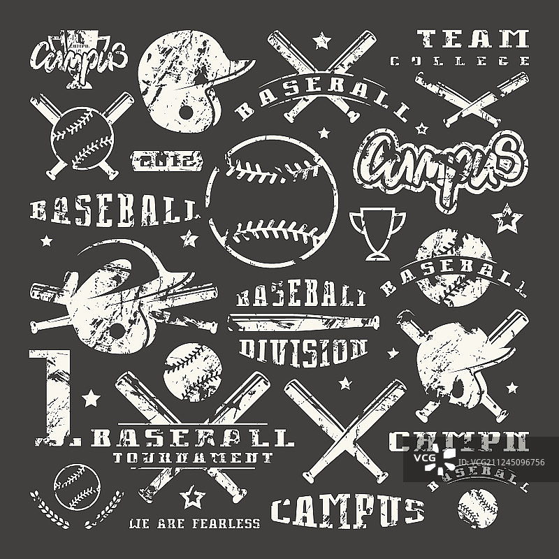棒球队的图标和徽章套装图片素材
