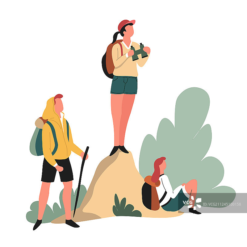 徒步旅行者的背包和双筒望远镜图片素材