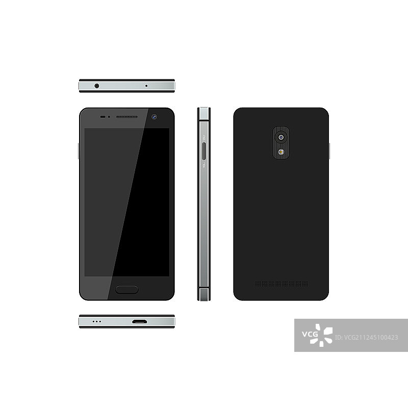 白色背景上的黑色智能手机图片素材