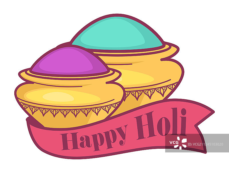 欢庆洒红节印度节日彩色图标图片素材