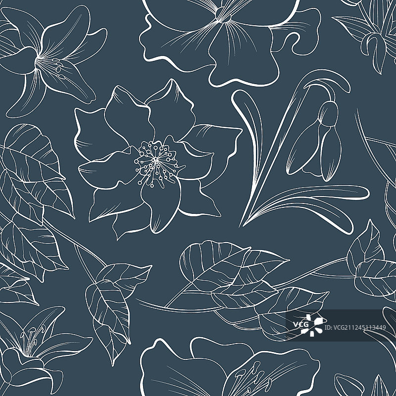 手绘元素无缝图案图片素材