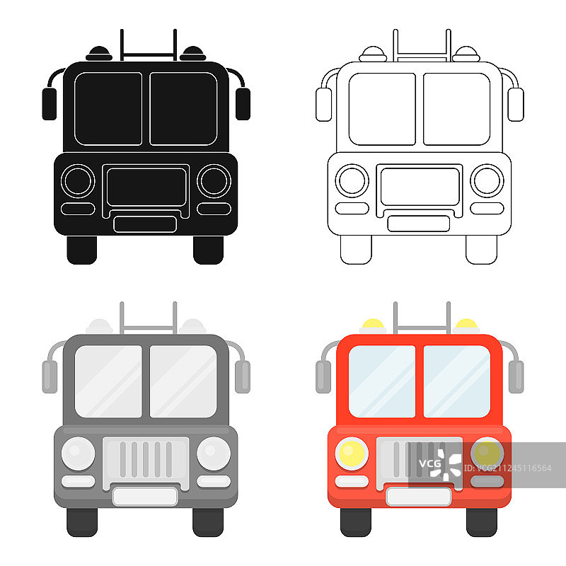 消防车图标卡通单轮廓消防图片素材