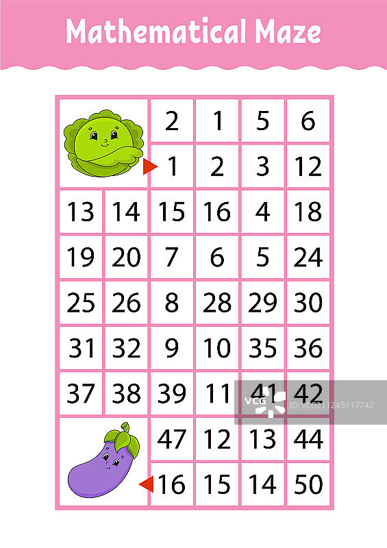 儿童数学迷宫游戏：趣味教育图片素材