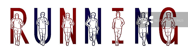 跑步文字字体设计马拉松跑者图片素材