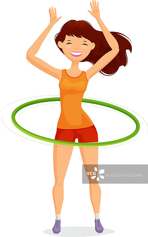 玩呼啦圈的运动女孩，健康健身图片素材