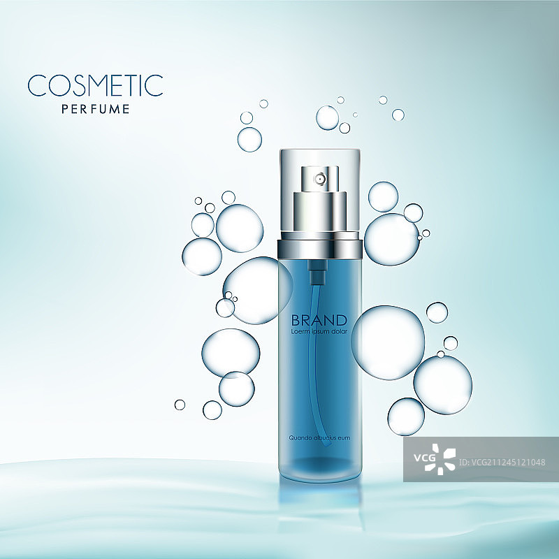 蓝色水面化妆品背景图片素材