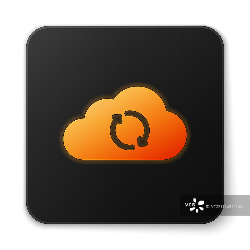 发光的橙色云同步刷新图标图片素材
