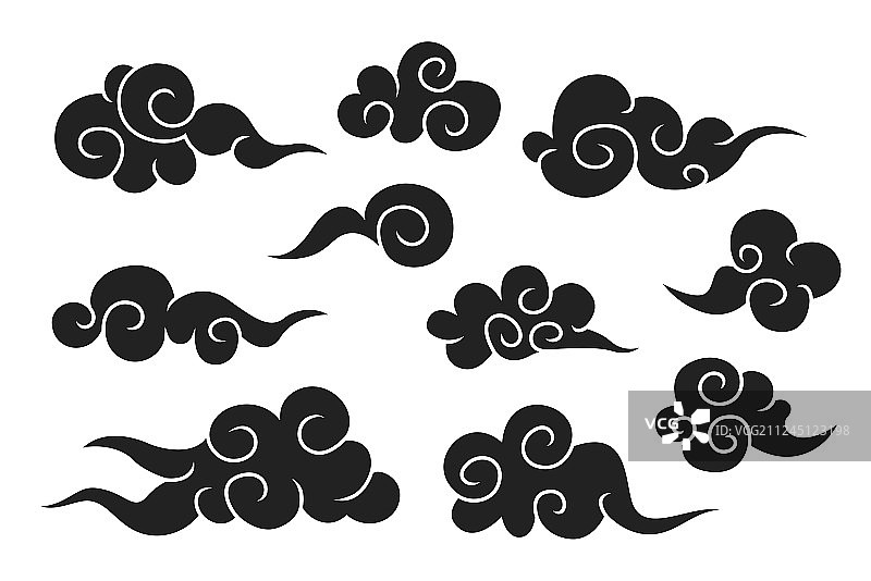 黑色中国祥云图案合集图片素材