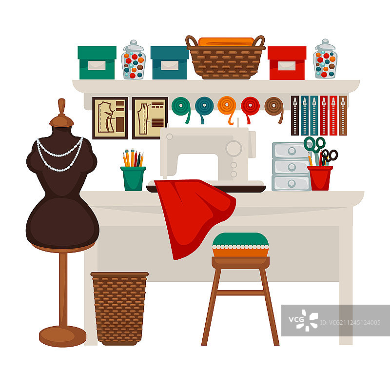 工作室彩色扁平工作场所图片素材