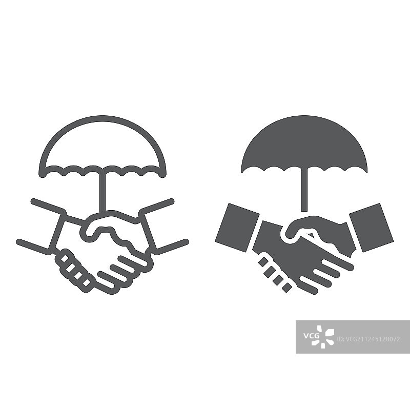 握手线条字形图标隐私信任图片素材