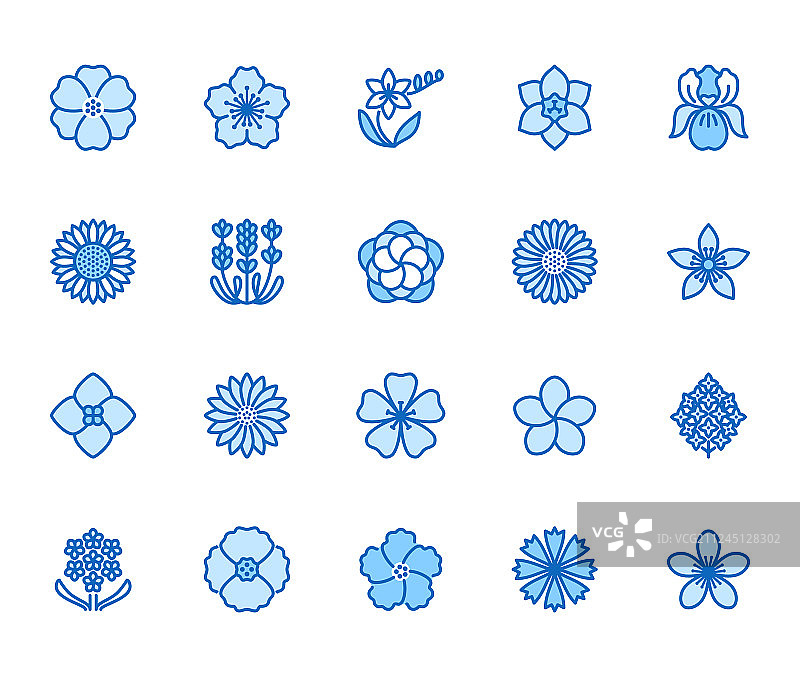 花园植物线性图标图片素材