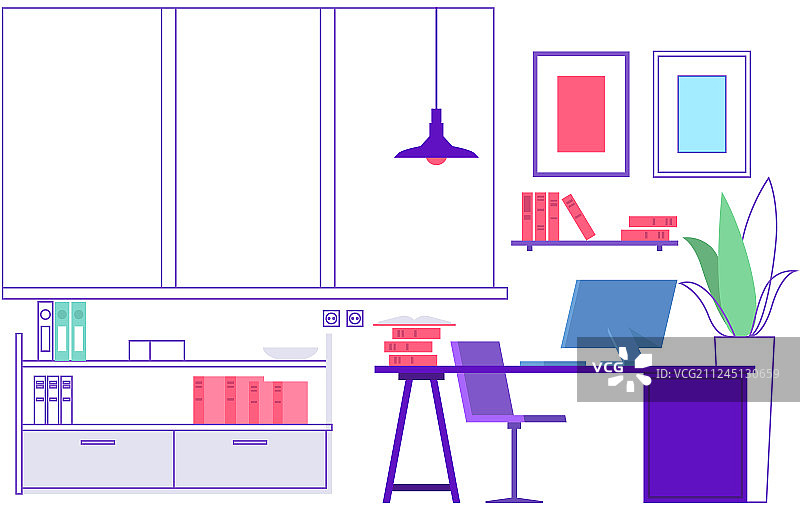 空旷的现代办公室内部图片素材