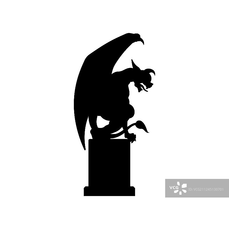 哥特式滴水嘴兽雕像黑色剪影图片素材