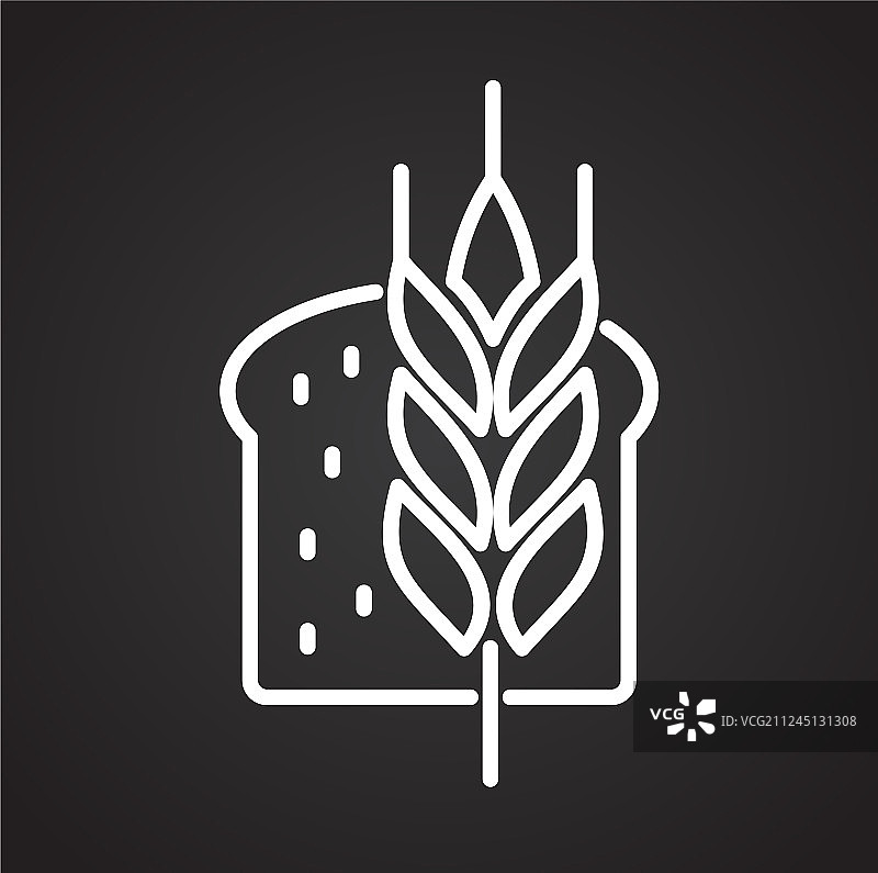 黑色背景上的小麦轮廓图标图片素材