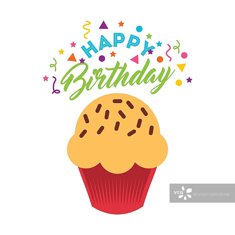 纸杯蛋糕生日庆祝贺卡图片素材